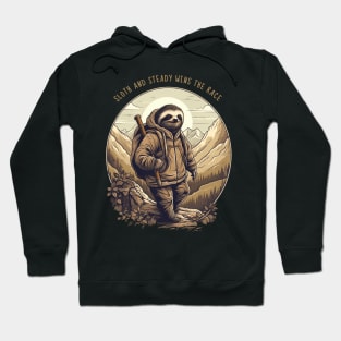 Sloth and Steady Wins the Race Hiking Hoodie